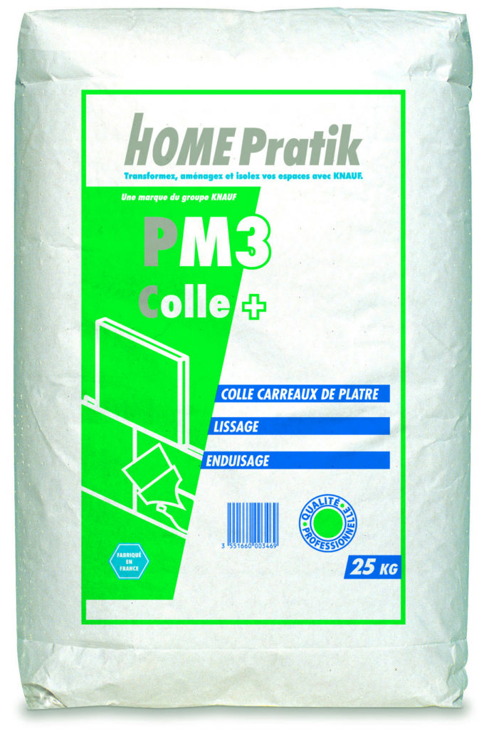 Colle carreaux de plâtre PM 3 - Mortiers, colles, enduits, bandes - Home  Pratik